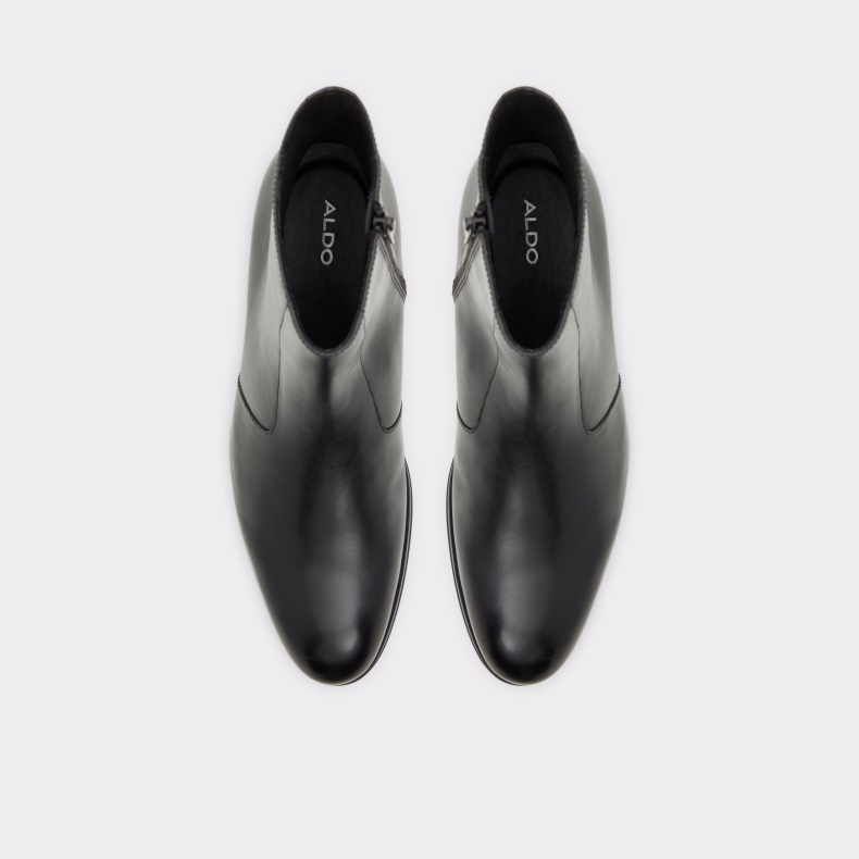 Aldo Sort Læder Glat Mode Ny Ankomst Brahm Ankelstøvle