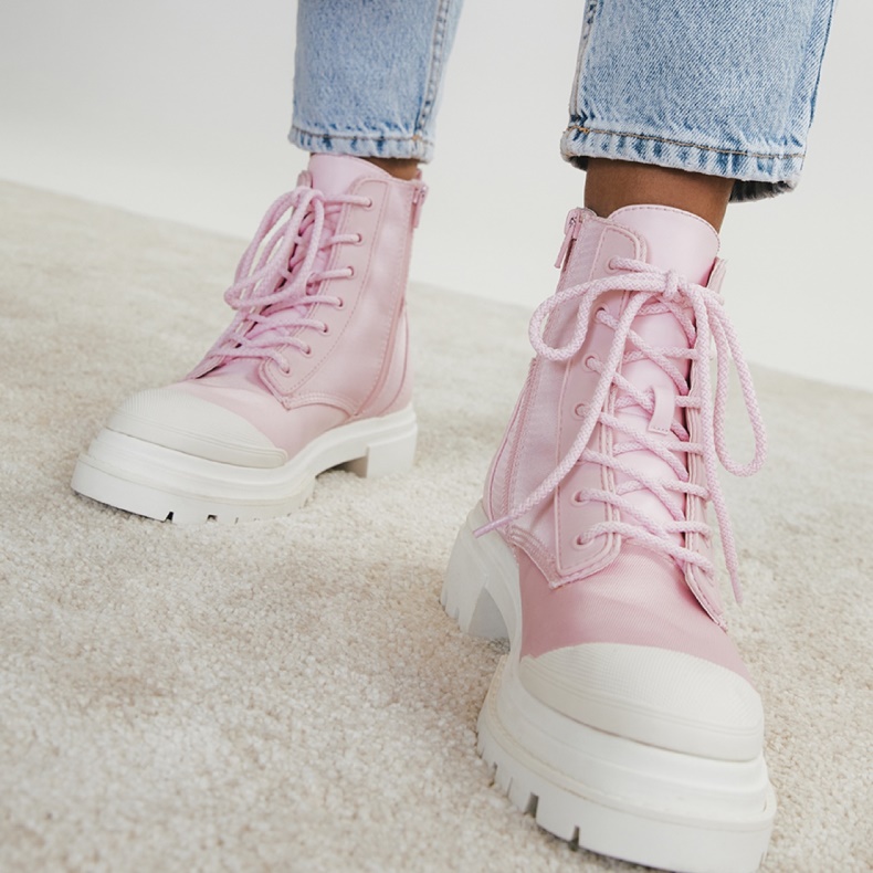 Fashion Pink Charline Combat Boot Lug Sål Aldo