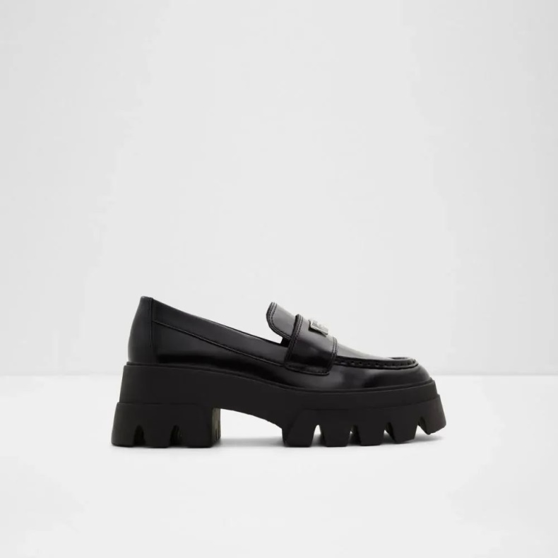 Sort Mode Aldo Grandwalk Kvinders Lug Sole Penny Loafer