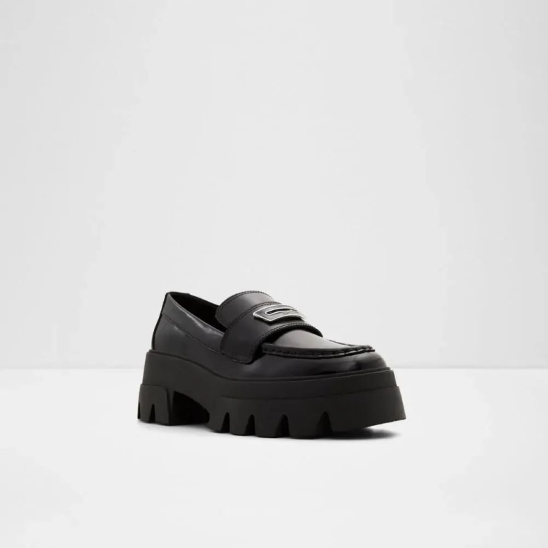 Sort Mode Aldo Grandwalk Kvinders Lug Sole Penny Loafer
