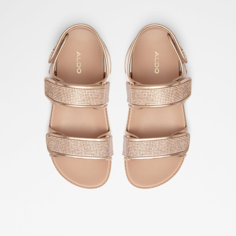 Mode Rosa Guld Tekstil Blandet Materiale Aldo Eowiliwia Sling Back Flad Sandal