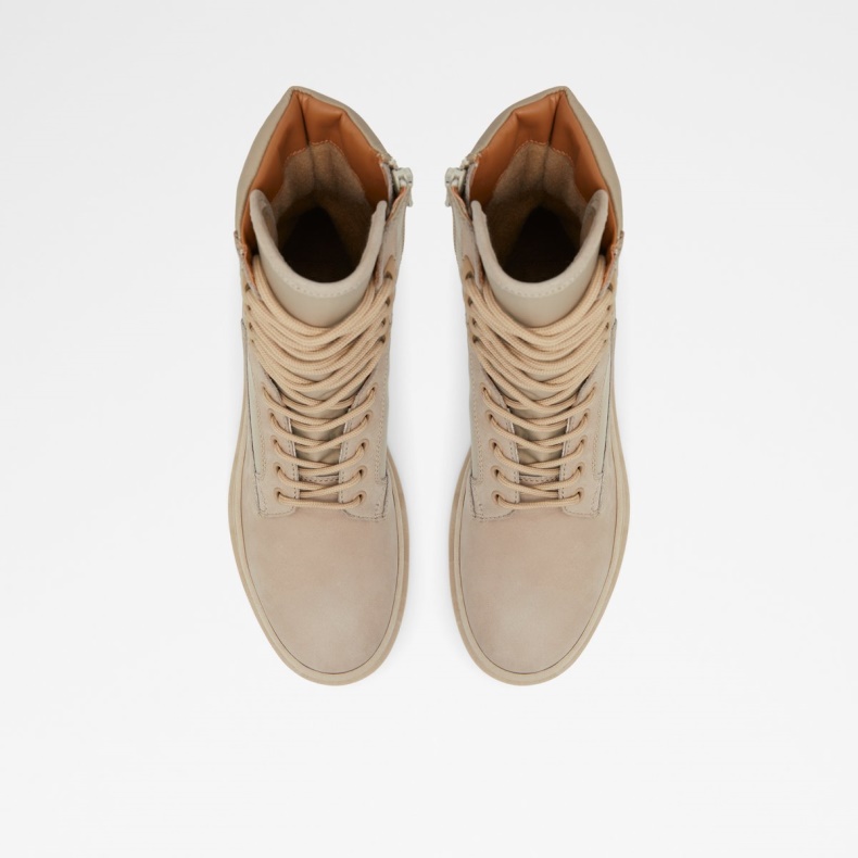 Aldo Fashion New Ankomst Felt Snøre Støvle Lug Sål Lys Beige
