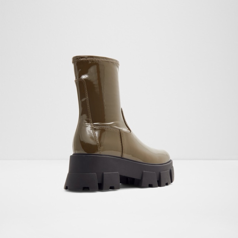 Khaki Grandsole Platform Ankel Støvle Lug Sål Aldo Mode