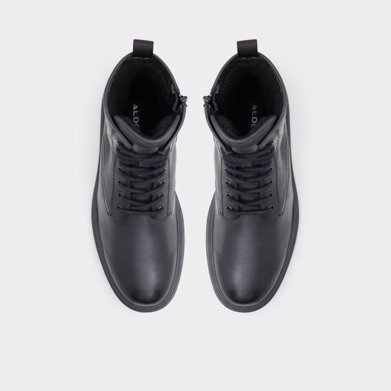 Aldo Sort Læder Glat Mode Graveldiver Snørestøvle