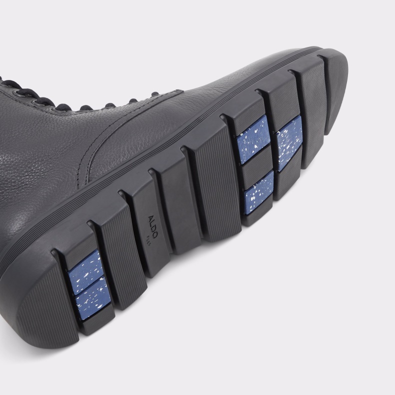 Aldo Sort Læder Glat Mode Graveldiver Snørestøvle