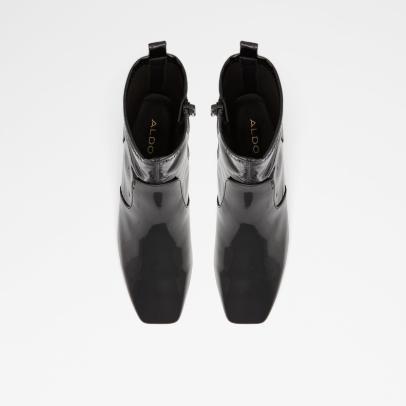 Sort Syntetisk Patent Fashion Aldo Ibiraswen Ankelstøvle Blokhæl