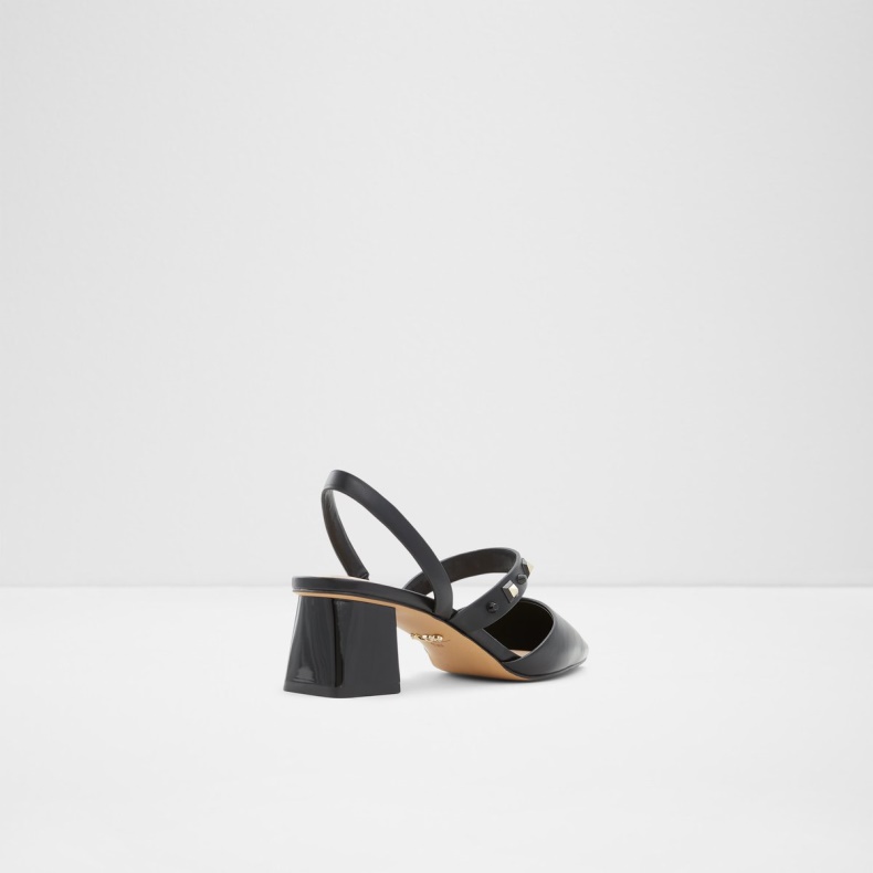 Fashion Sort Aldo Udsolgt Jennenaldar Sling Back Højhælet Blokhæl