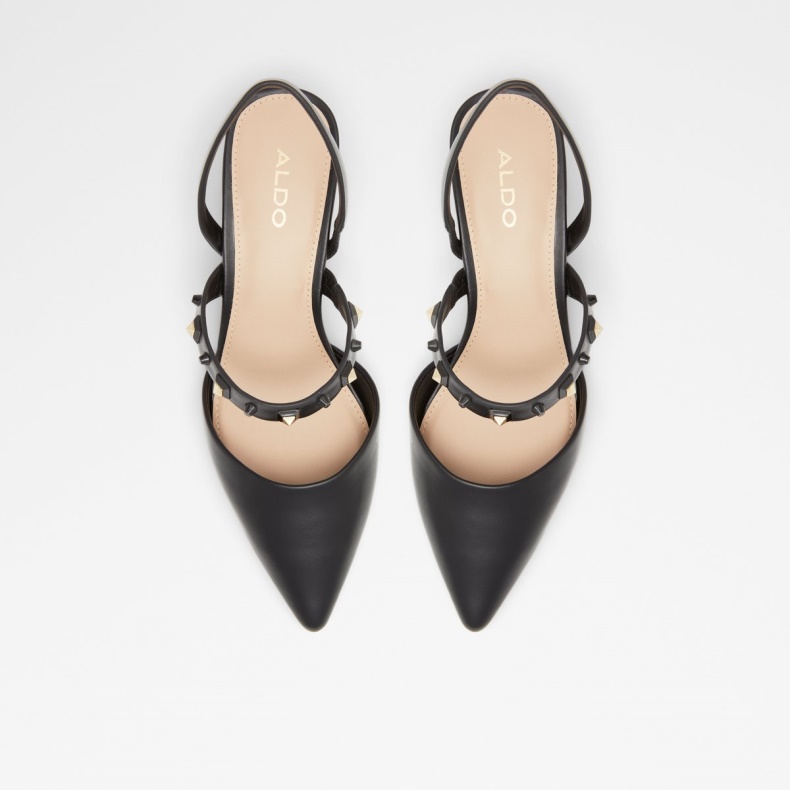 Fashion Sort Aldo Udsolgt Jennenaldar Sling Back Højhælet Blokhæl