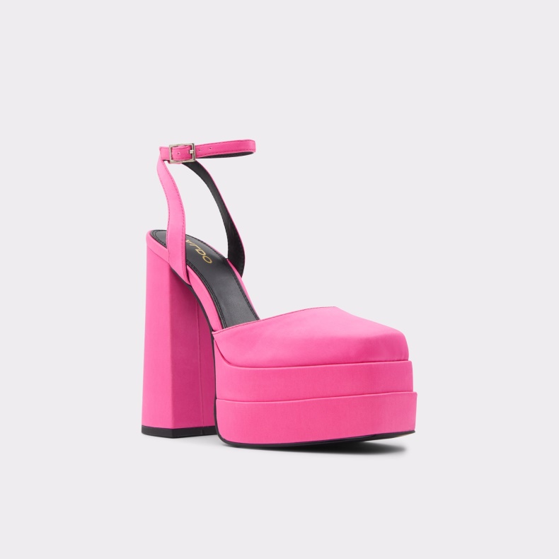 Kersaudy Ankelstrop Hæl Sko Platform Lys Pink Tekstil Satin Aldo Mode