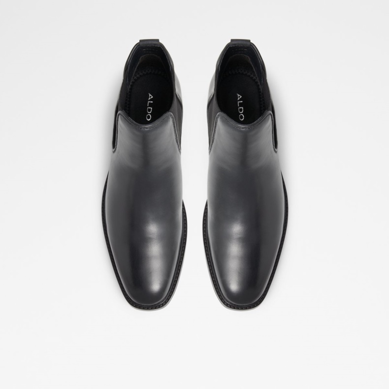 Aldo Sort Læder Glat Mode Ny Ankomst Kyren Chelsea Støvle