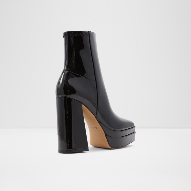 Sort Syntetisk Patent Ny Ankomst Mabel Platform Ankelstøvle Plateforme Mode Aldo