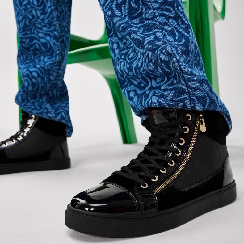 Popstar Høj Top Sneaker Kop Sål Mode Aldo Sort Syntetisk Fløjl