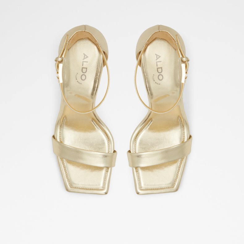 Aldo Fashion Guld Ny Ankomst Renza Ankelstrop Hæl Sandal Stilethæl