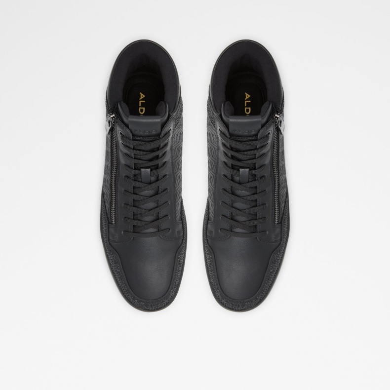 Sort Syntetisk Skinnende Aldo Fashion Sauerbergg Høj Top Sneaker Cup Sål