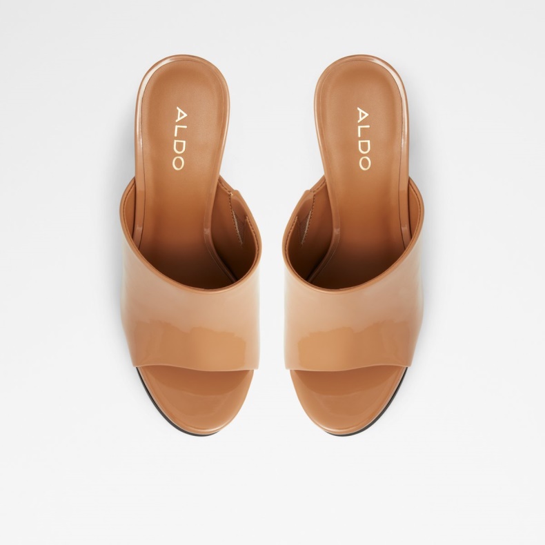 Aldo Fashion Mørk Beige Savilla Mule Plateforme Med Hæle