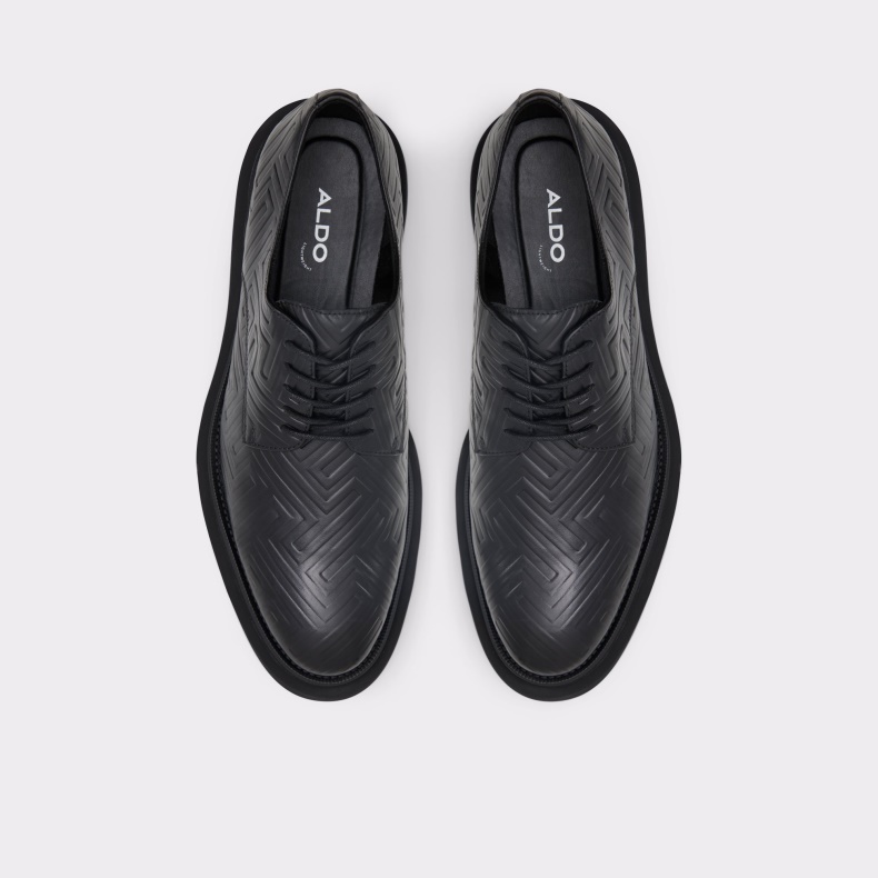 Sort Læder Præget Mode Aldo Ny Ankomst Sergei Oxford Sko Lug Sål