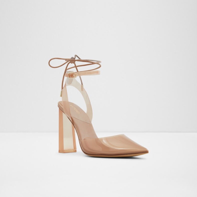 Aldo Fashion Medium Beige Tilah Strappy Hæled Sko Blokhæl