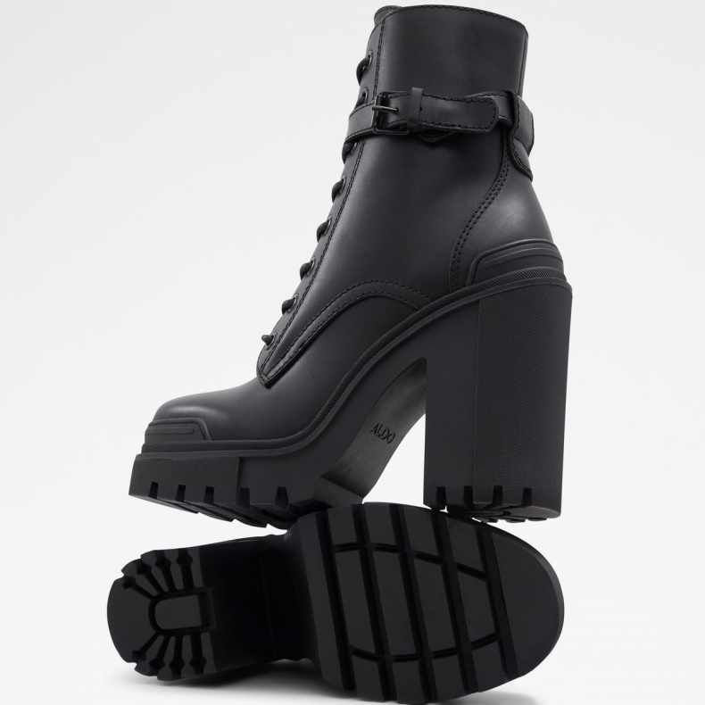 Fashion Aldo Uplift Kampstøvler Lugsål Sort Læder Glat