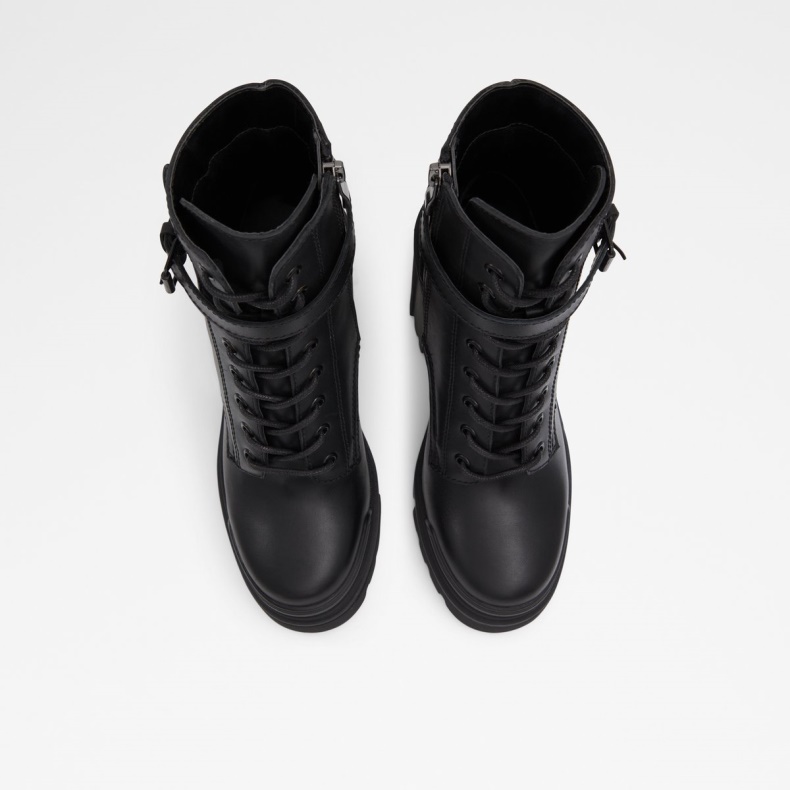 Fashion Aldo Uplift Kampstøvler Lugsål Sort Læder Glat