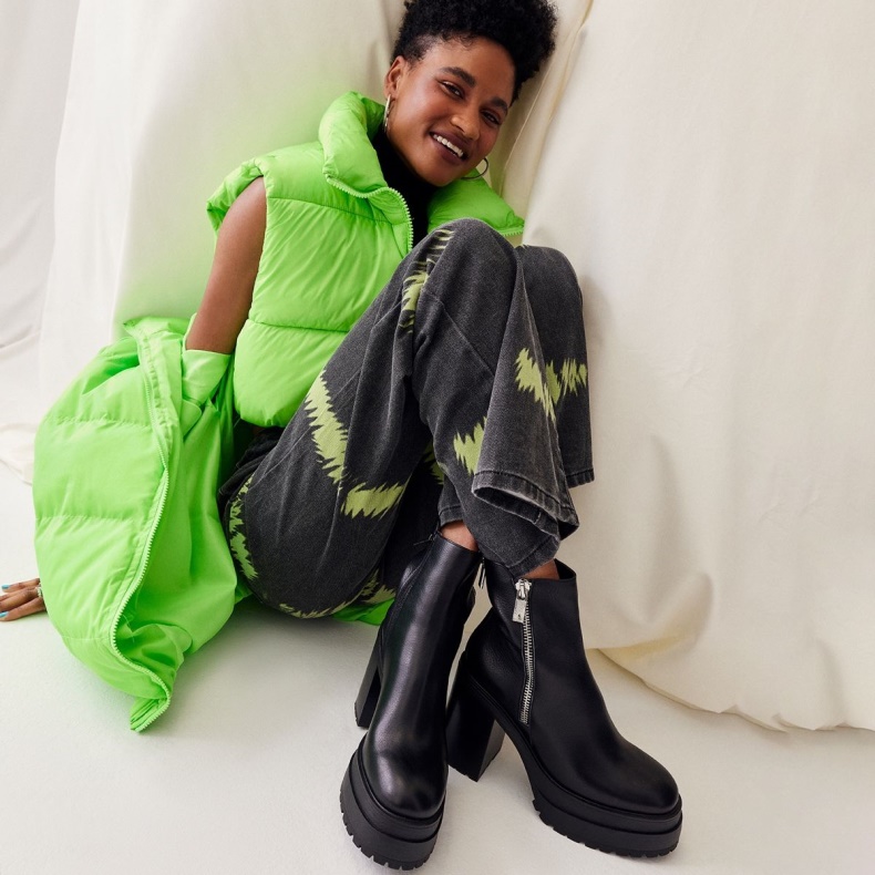 Sort Ny Ankomst Opadvendt Platform Ankel Støvle Lug Sål Aldo Mode