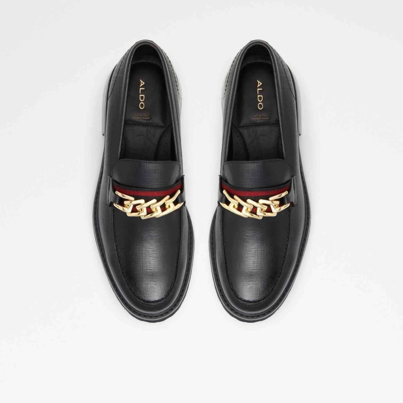 Aldo Fashion Sorte Væver Loafers Glider På