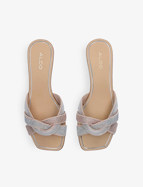 Aldo Bone Fashion Coredith Rhinestone-udsmykkede Vævede Glidersandaler