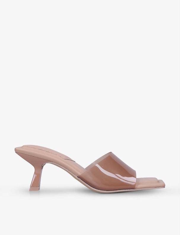 Aldo Fashion Beige Cassilia Killing-hæl Firkantet-tå Vinyl Og Imiteret Læder Muldyr