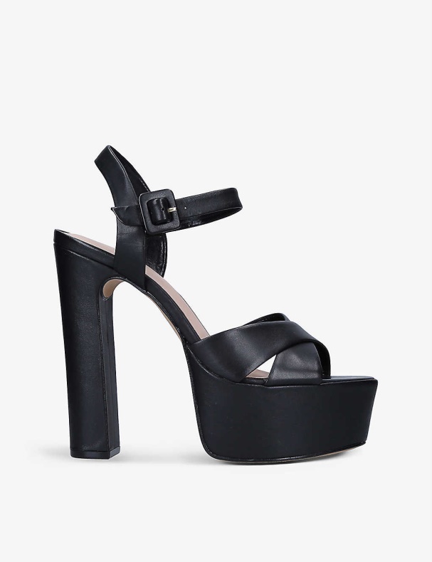 Sorte Aldo Fashion Camelia Platform Lædersandaler