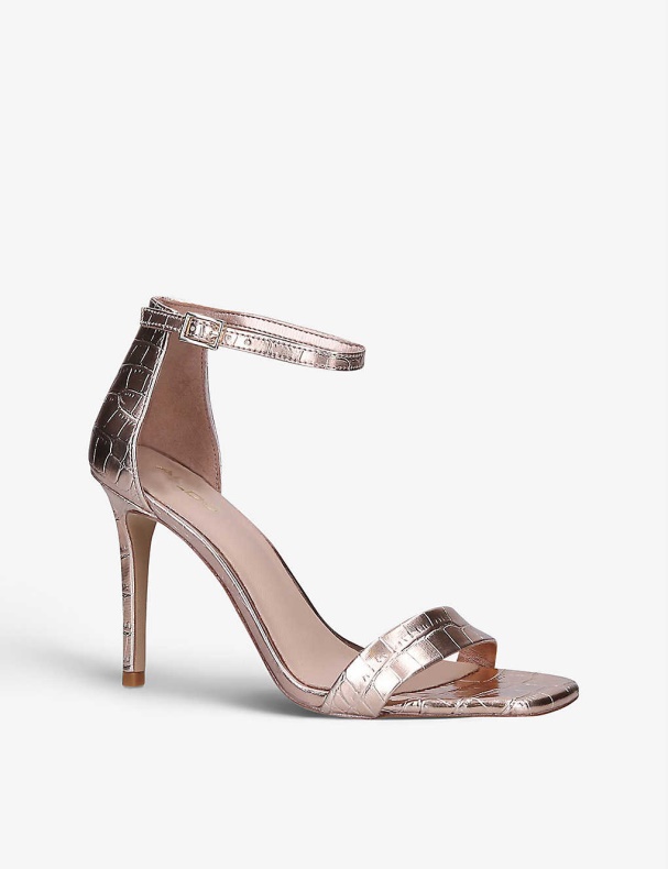 Mode Aldo Afendaven Metallisk Krokodilleprægede Sandaler I Imiteret Læder Bronze