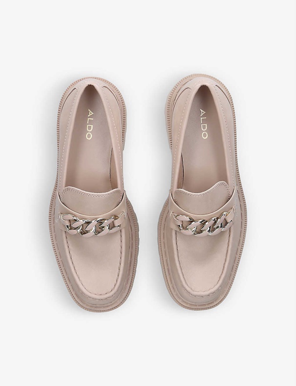 Modebeige Aldo Brixton Kæde-detalje Chunky-sål Loafers I Imiteret Læder