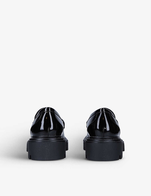 Mode Sorte Brixton Kæde-udsmykkede Faux-patent Loafers Aldo