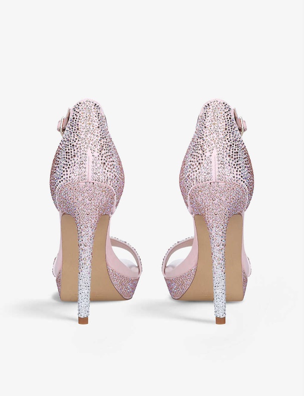 Lyserøde Scarlett Rhinestone-udsmykkede Vævede Sandaler Med Hæle Aldo Mode