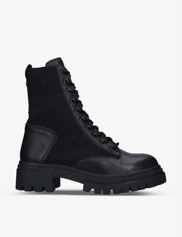 Reflow Strikkede Læderankelstøvler Mode Sort Aldo