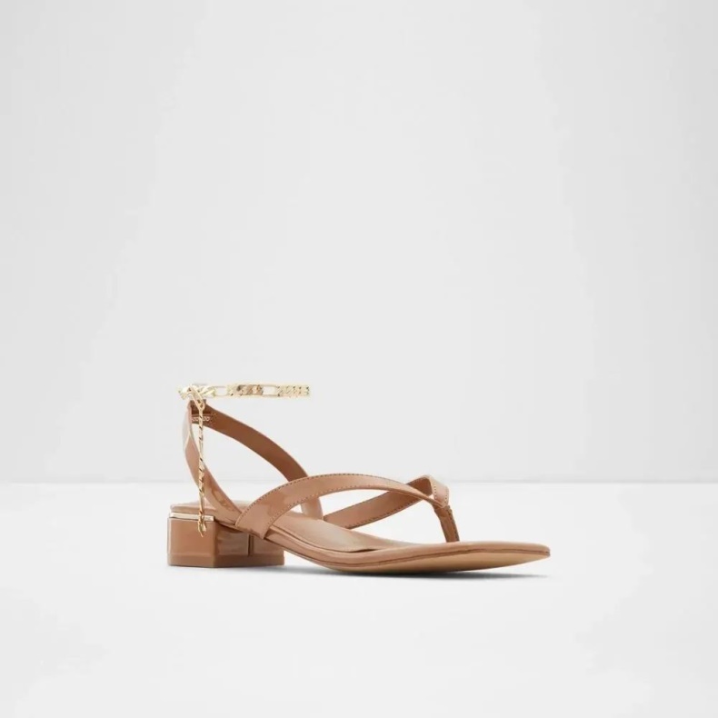 Mørk-beige Aldo Mode Agralella Sandal Til Kvinder Med Flad Ankelrem