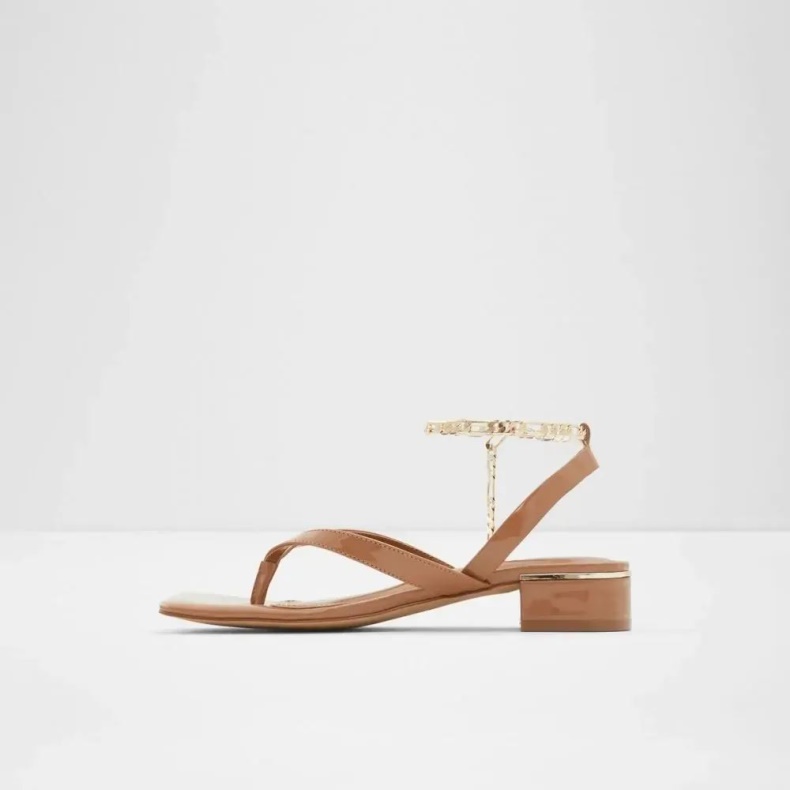 Mørk-beige Aldo Mode Agralella Sandal Til Kvinder Med Flad Ankelrem