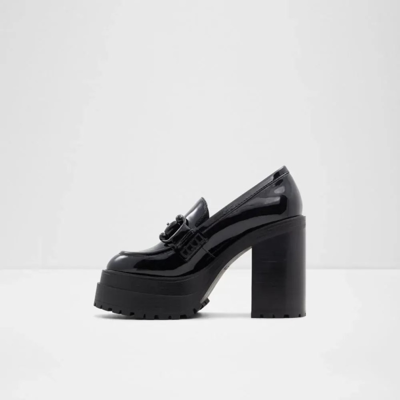 Mode Sort Aldo Bigleap Dame Loafer Med Mellemhæl