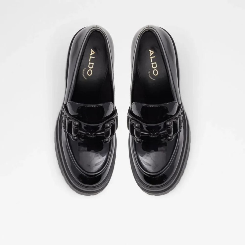 Mode Sort Aldo Bigleap Dame Loafer Med Mellemhæl