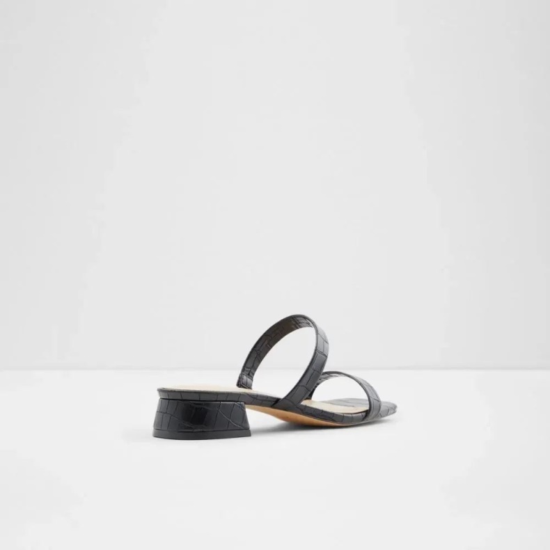 Mode Sort Aldo Biliwen Slip-on Sandal Med Lav Blokhæl Til Kvinder