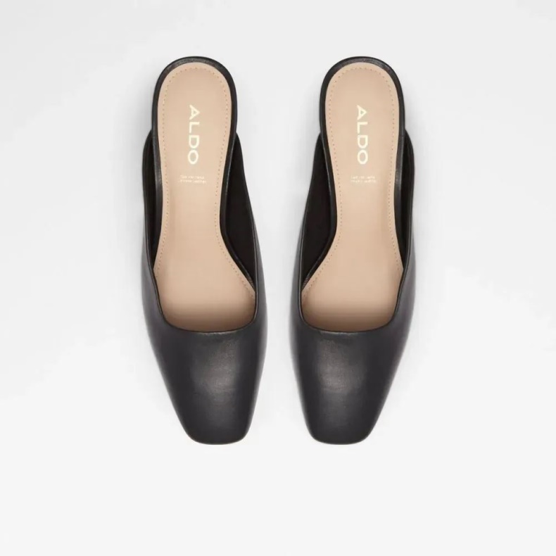 Mode Sort Breerwen Kvinders Firkantede Tå Blokhæl Mule Aldo