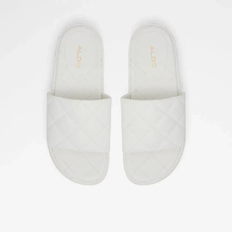 Mode Aldo Hvid Carreaux Fladformede Sandaler Til Kvinder