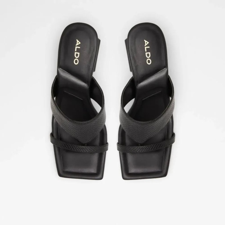 Aldo Fashion Sort Coasa Sandal Med Mellemblok Hæl Til Kvinder