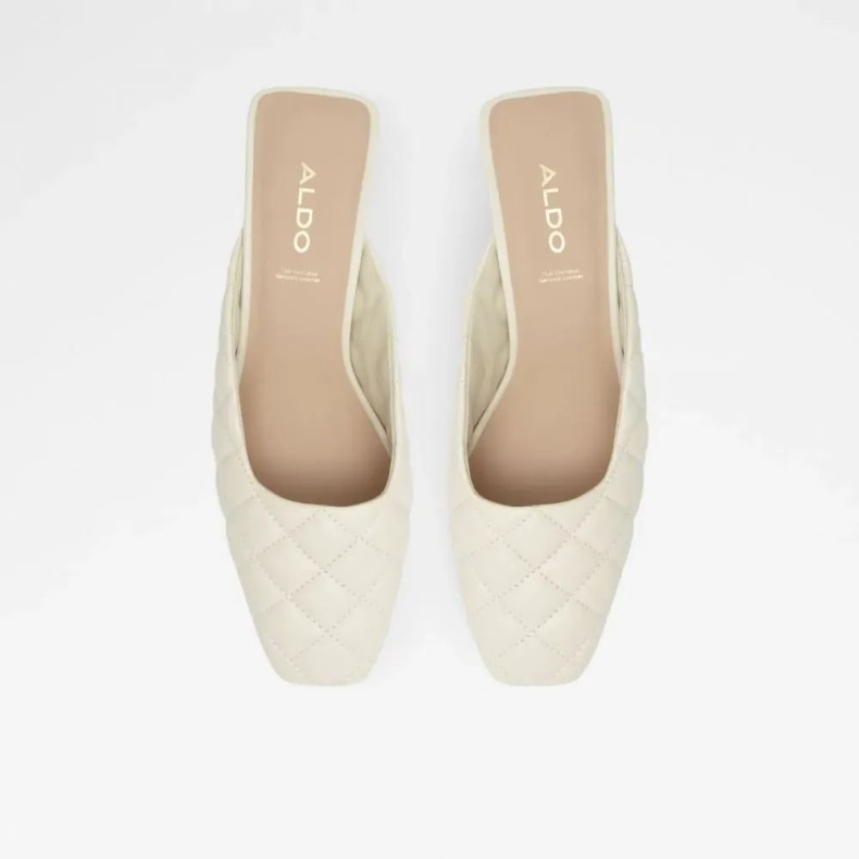 Andre Hvide Drenna Kvinders Firkantede Tå Blokhæl Mule Fashion Aldo