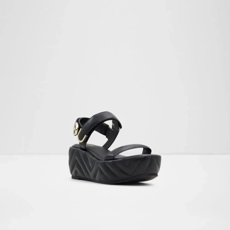 Aldo Eroellan Kvinders Quiltet Sandal Sort Mode
