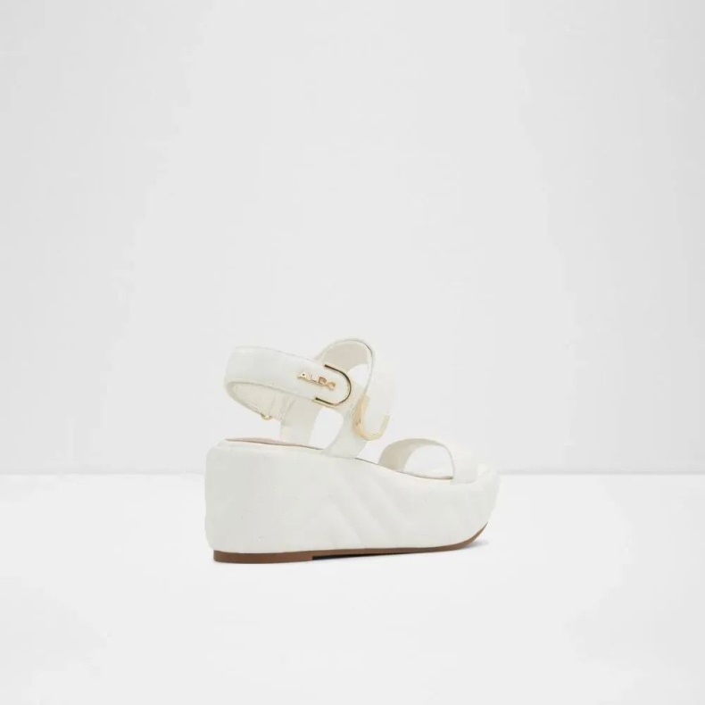 Aldo Fashion Hvid Eroellan Flatfowedge Sandal Til Kvinder