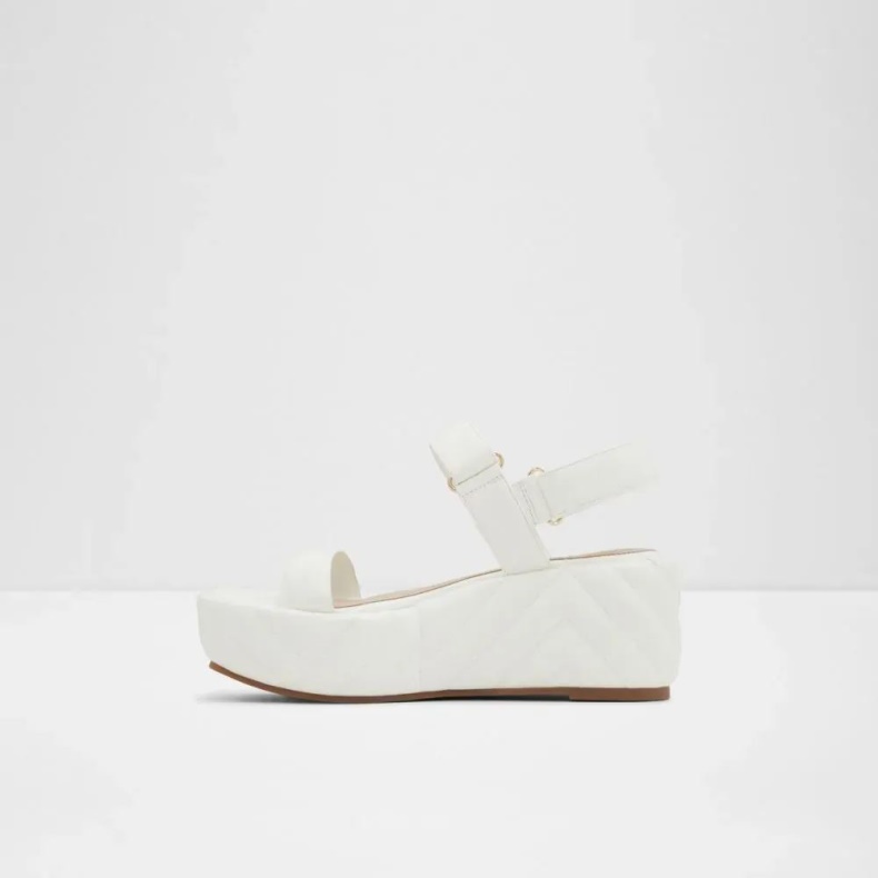 Aldo Fashion Hvid Eroellan Flatfowedge Sandal Til Kvinder