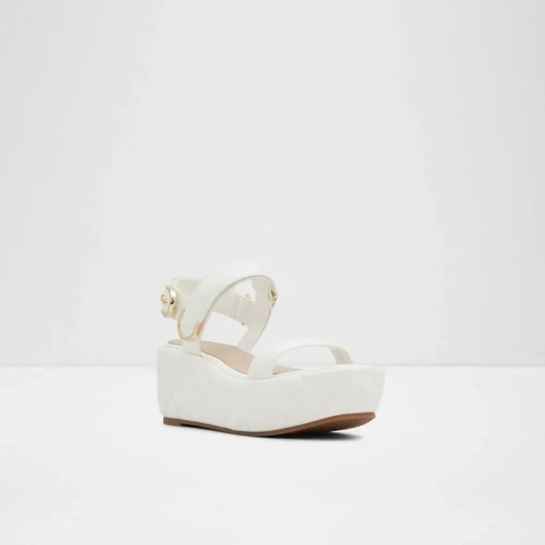 Aldo Fashion Hvid Eroellan Flatfowedge Sandal Til Kvinder