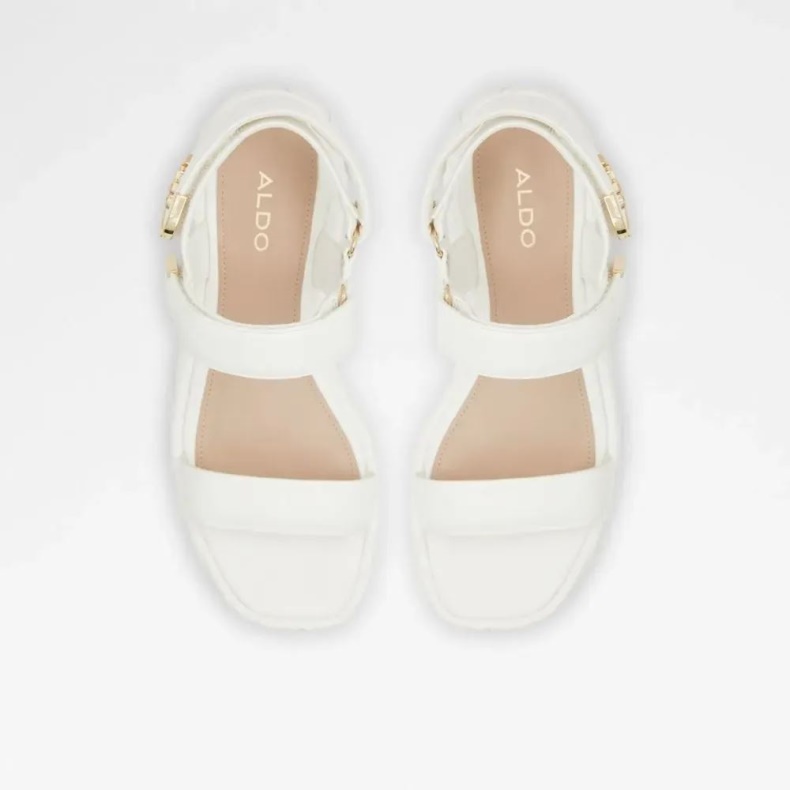Aldo Fashion Hvid Eroellan Flatfowedge Sandal Til Kvinder