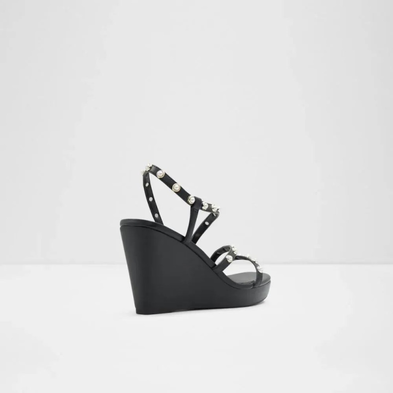 Aldo Grandede Kvinders Sling Back Wedge Sandal Sort Mode