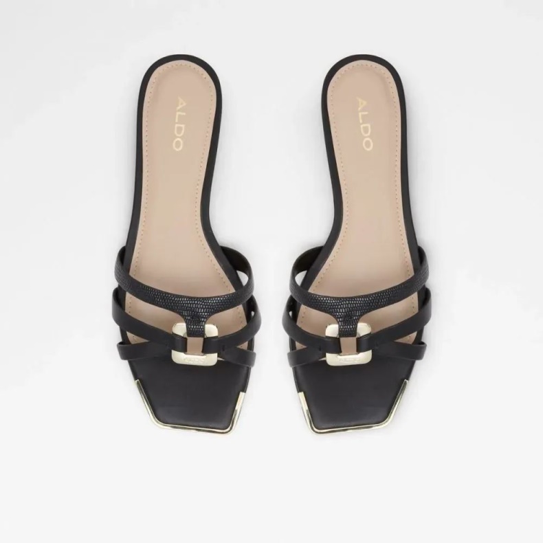 Fashion Sort Aldo Kedauwen Flad Slide Sandal Til Kvinder