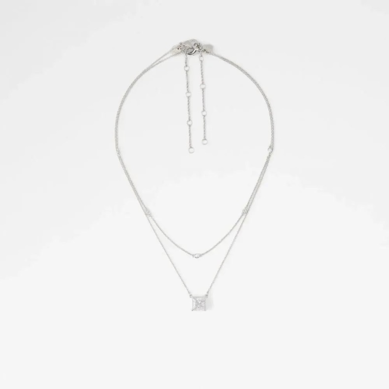 Aldo Fashion Sølv/klar Multi Manedegyn Halskæde Med Tilbehør Til Kvinder